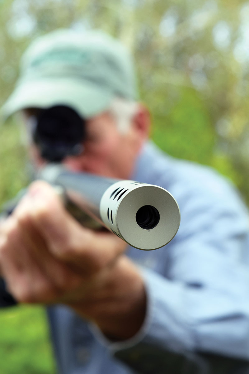 “Brakes must be concentric too.” This one is on a lightweight CF barrel, a Springfield Waypoint rifle.